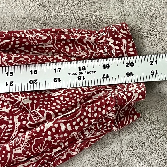 Free People We The Free Cool Meadow Red Boho Printed Blouse Cotton Size Small - Picture 13 of 15